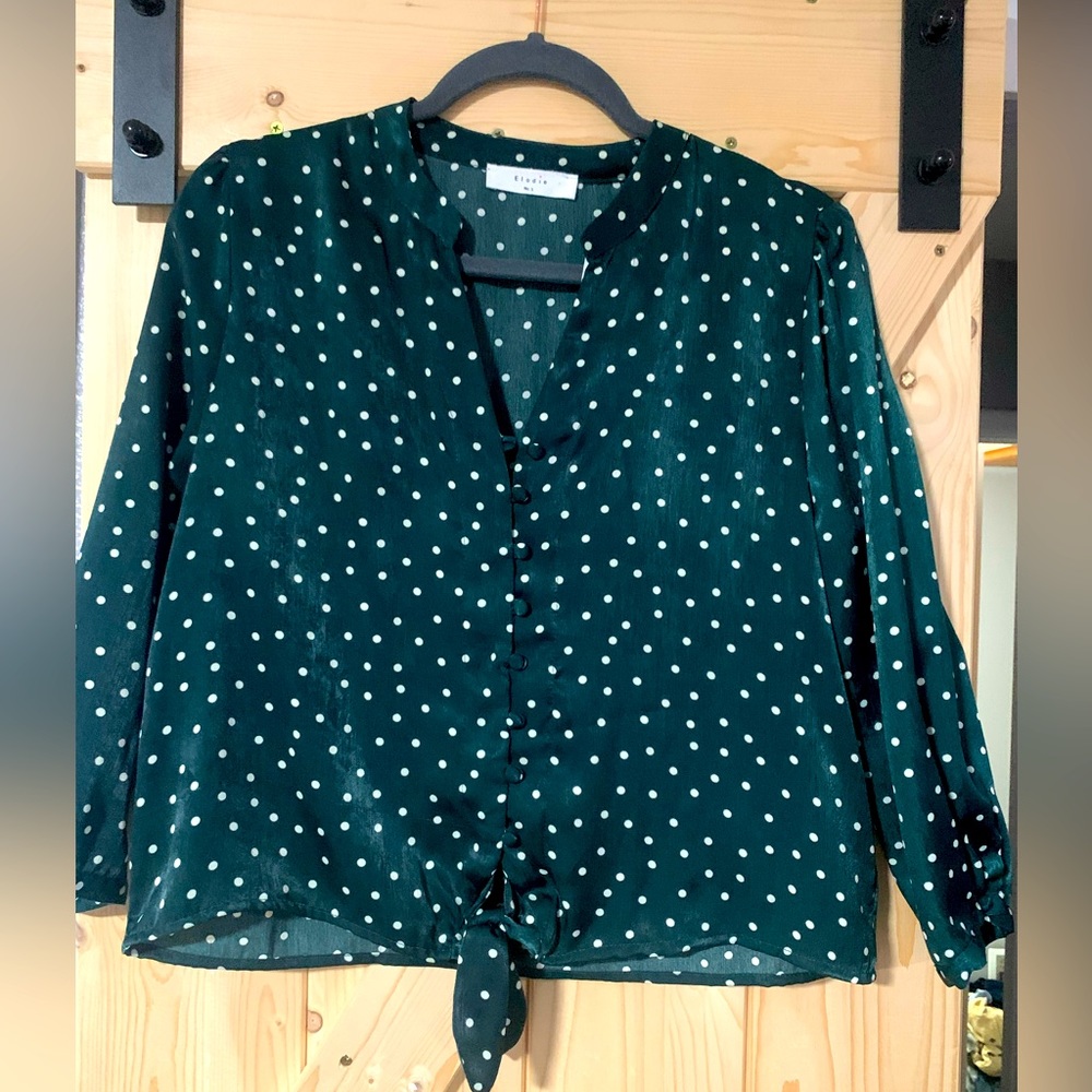 Women’s Green crop silk blouse -  size large